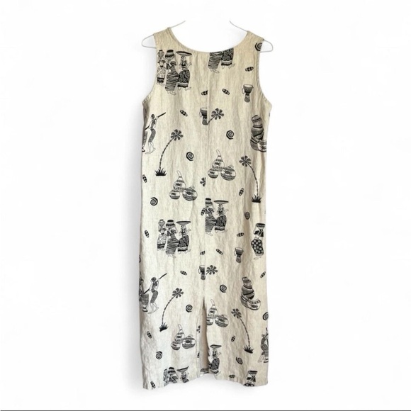 Hot Cotton by Marc Ware Dress Sz XL Maxi Linen Exotic African Tribal Print EUC - Picture 7 of 9